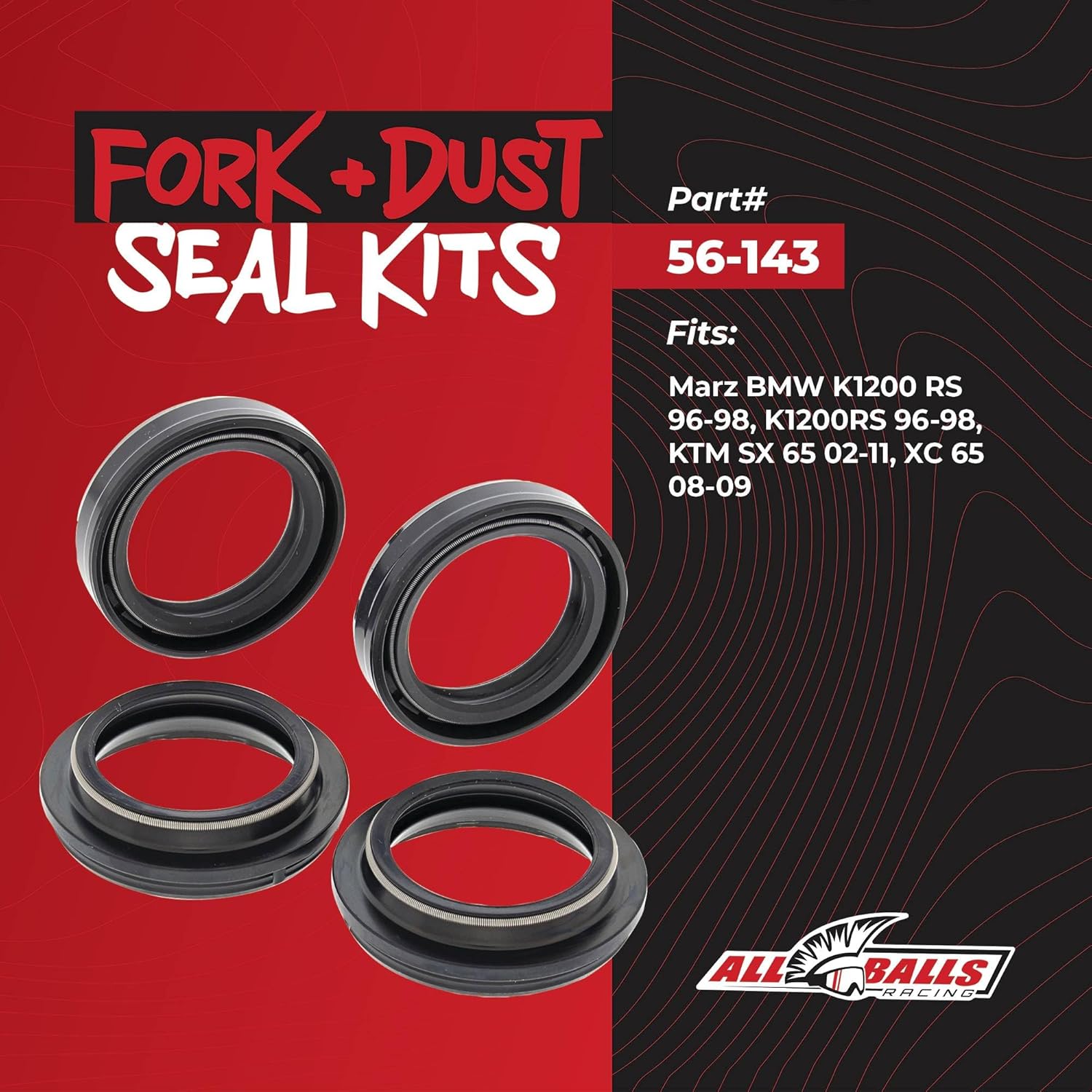 All Balls Racing 56-143 Fork & Dust Seal Kit Compatible with/Replacement for KTM
