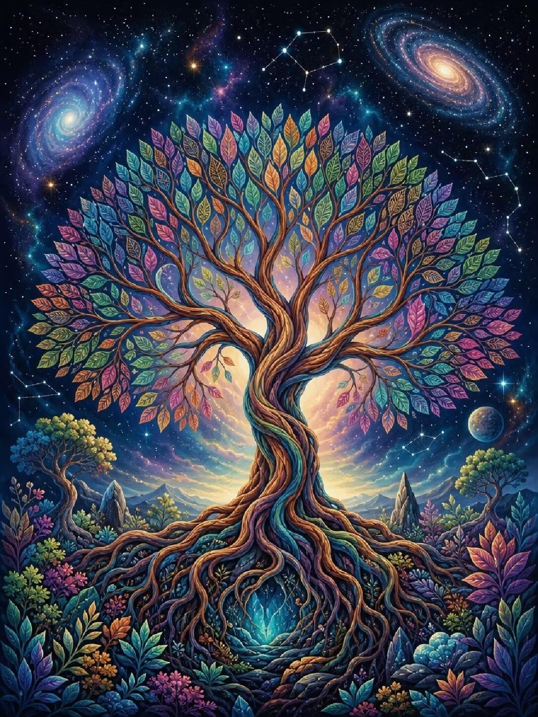 Diamond Painting Árbol de la Vida Kit, Manualidad Creativa100x130cm C8-144