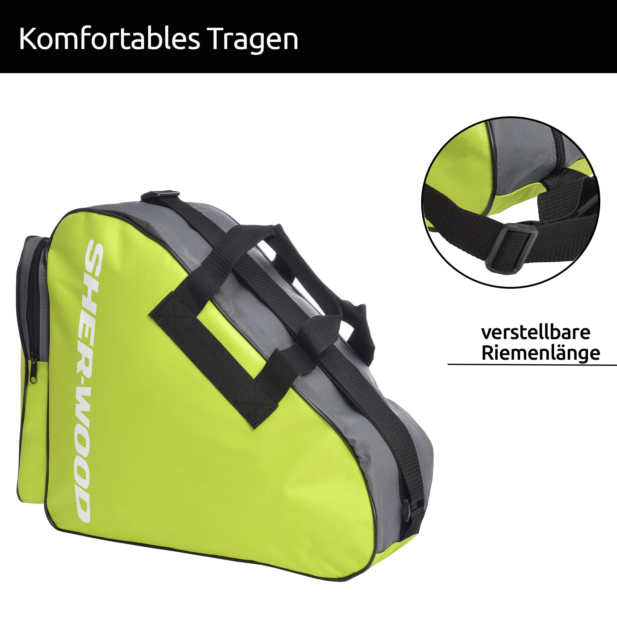 Sherwood Bolsa para Patines de Hielo para Adultos y niños, Bolsa de Hockey sobre Hielo, Ideal para Patines Hielo y Patines Linea, Ice Skate Bag con Medidas 42 x 15 x 37 cm (Verde)