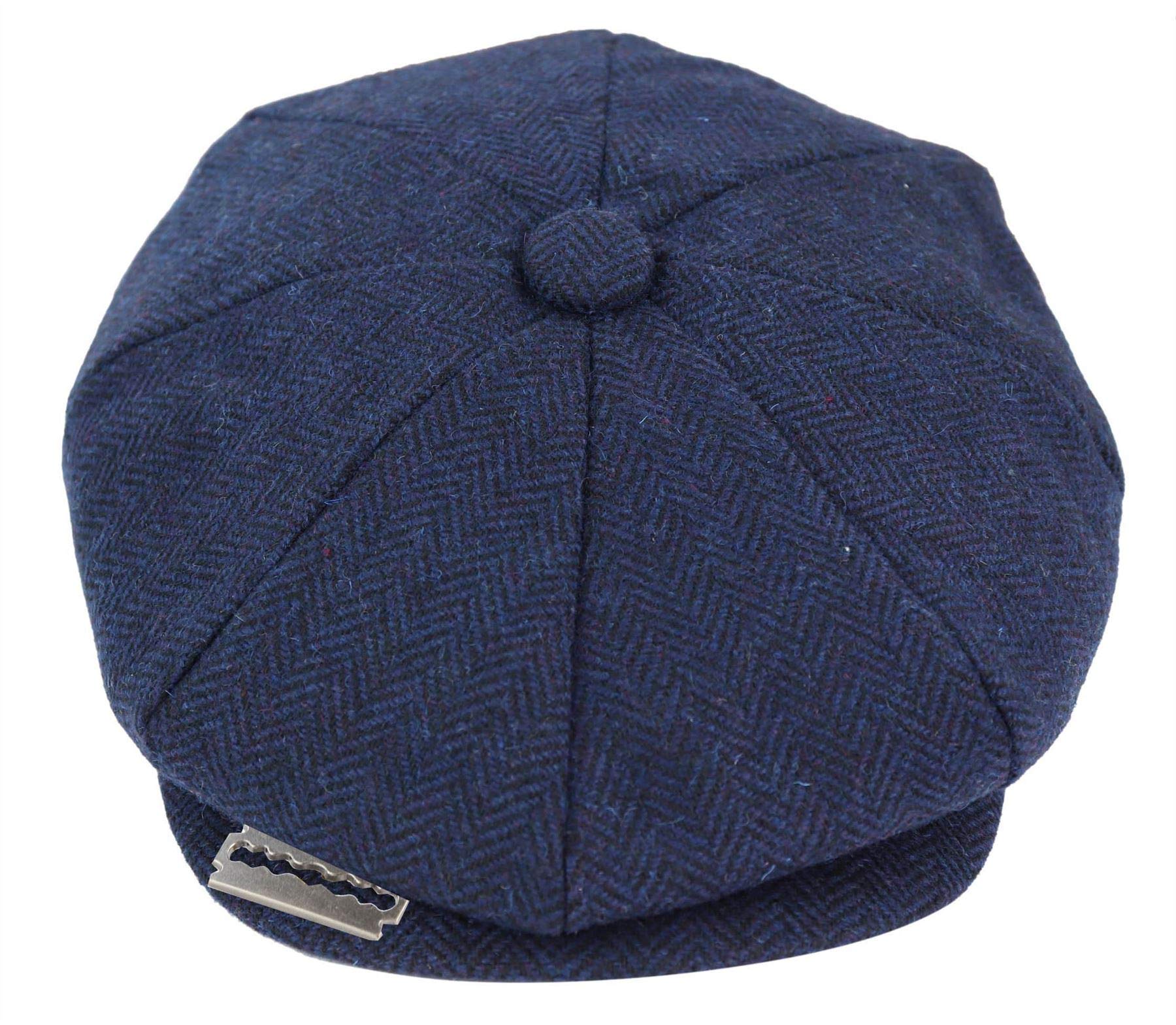 Truclothing Men's Blue Tweed Newsboy Cap Blinder Baker Boy Razor Flat Cap Grandad Hat 8 Panel L