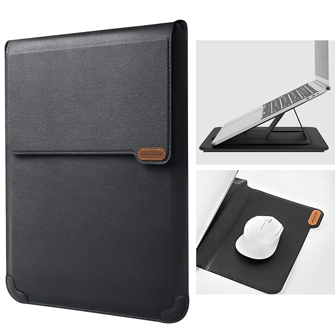 Nillkin Laptop Sleeve 15.6 inch (3-in-1), MacBook Sleeve with Adjustable Stand & Mouse Pad, 2 Stand Modes, 15 inch Laptop Case, Slim MacBook Accessories for Samsung/Surface/Chromebook 13-15.6'', Black