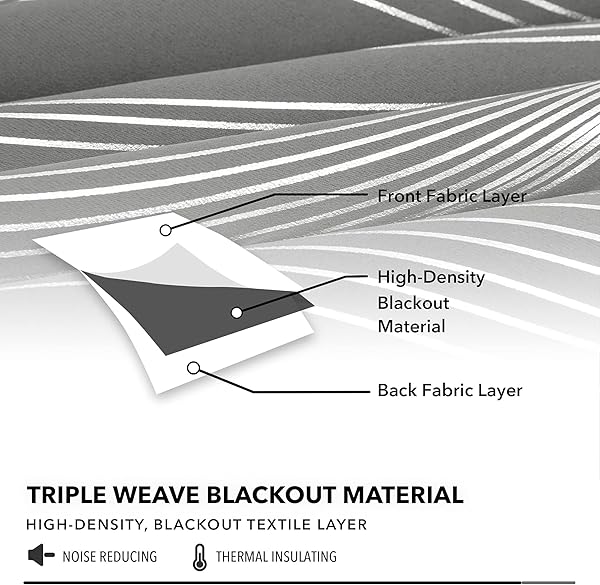 Deconovo Grey Curtains 46 x 54 Inch Foil Printed Wave Line Room Darkening Curtains Thermal Insulated Energy Saving Super Soft Eyelet Blackout Curtains for Bedroom Light Grey 2 Panels - 5