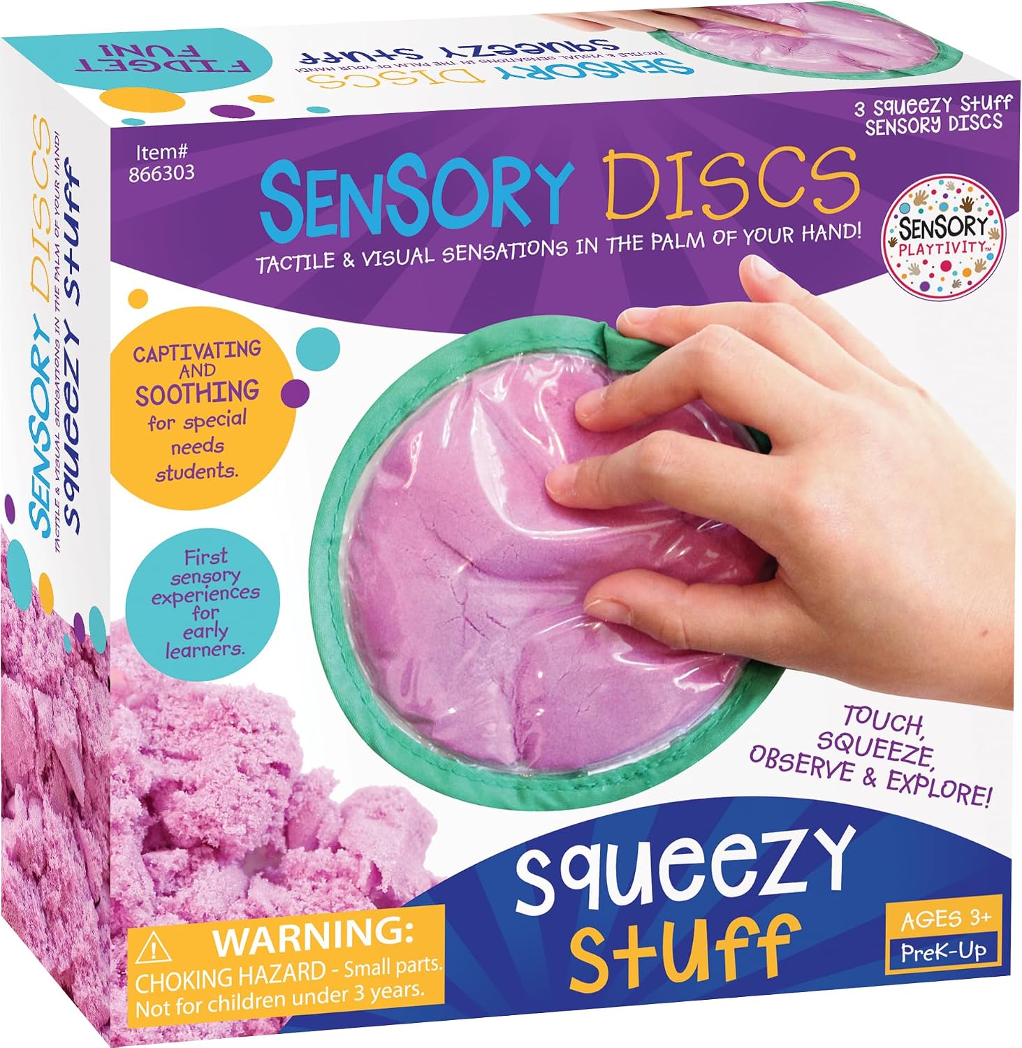 Teacher Created Resources Sensory Playtivity Squeezy Stuff Sensory Discs Pack of 3 (TCR866303)