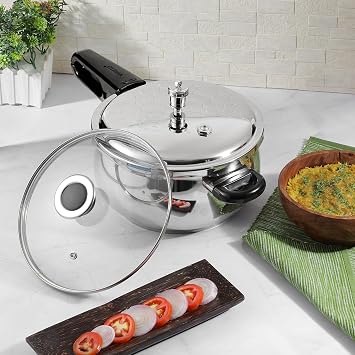 Vinod V-5.5L Splendid Plus Handi Stainless Steel Pressure Cooker, 5.5-Liter