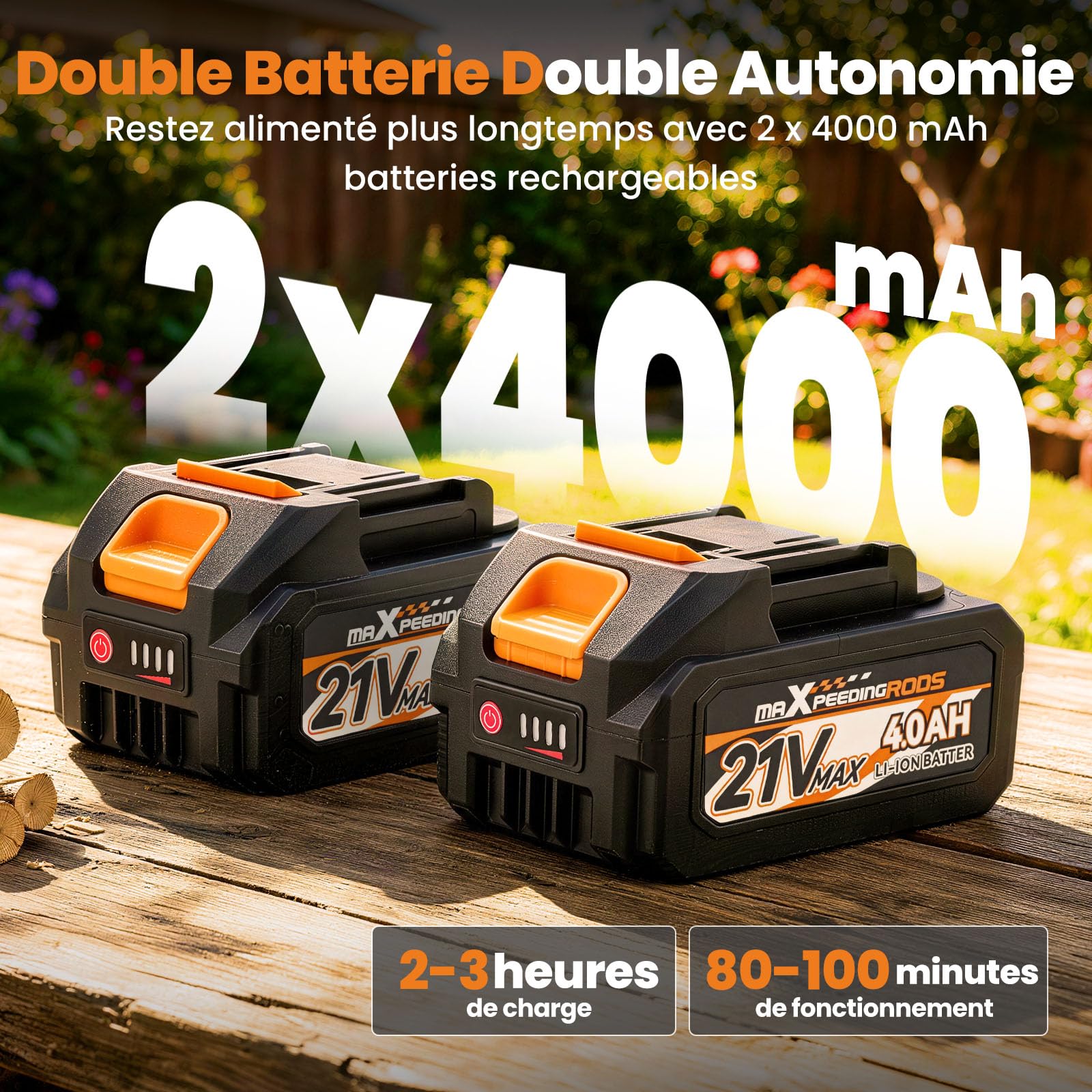 maXpeedingrods 4-en-1 Mini Tronçonneuse & Elagueuse sur Perche 8 & 6 Pouces