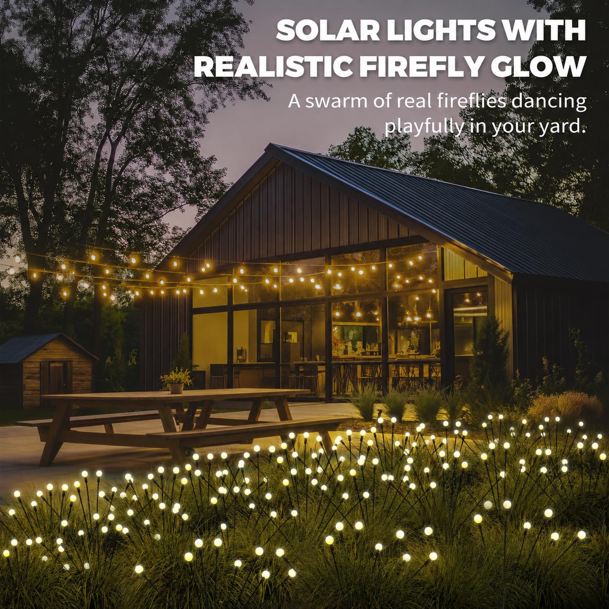 Luces solares de jardín – Luces solares LED oscilantes para decoración al aire libre, luces impermeables para patio y patio con alambre de hierro flexible y base de bombilla pesada para