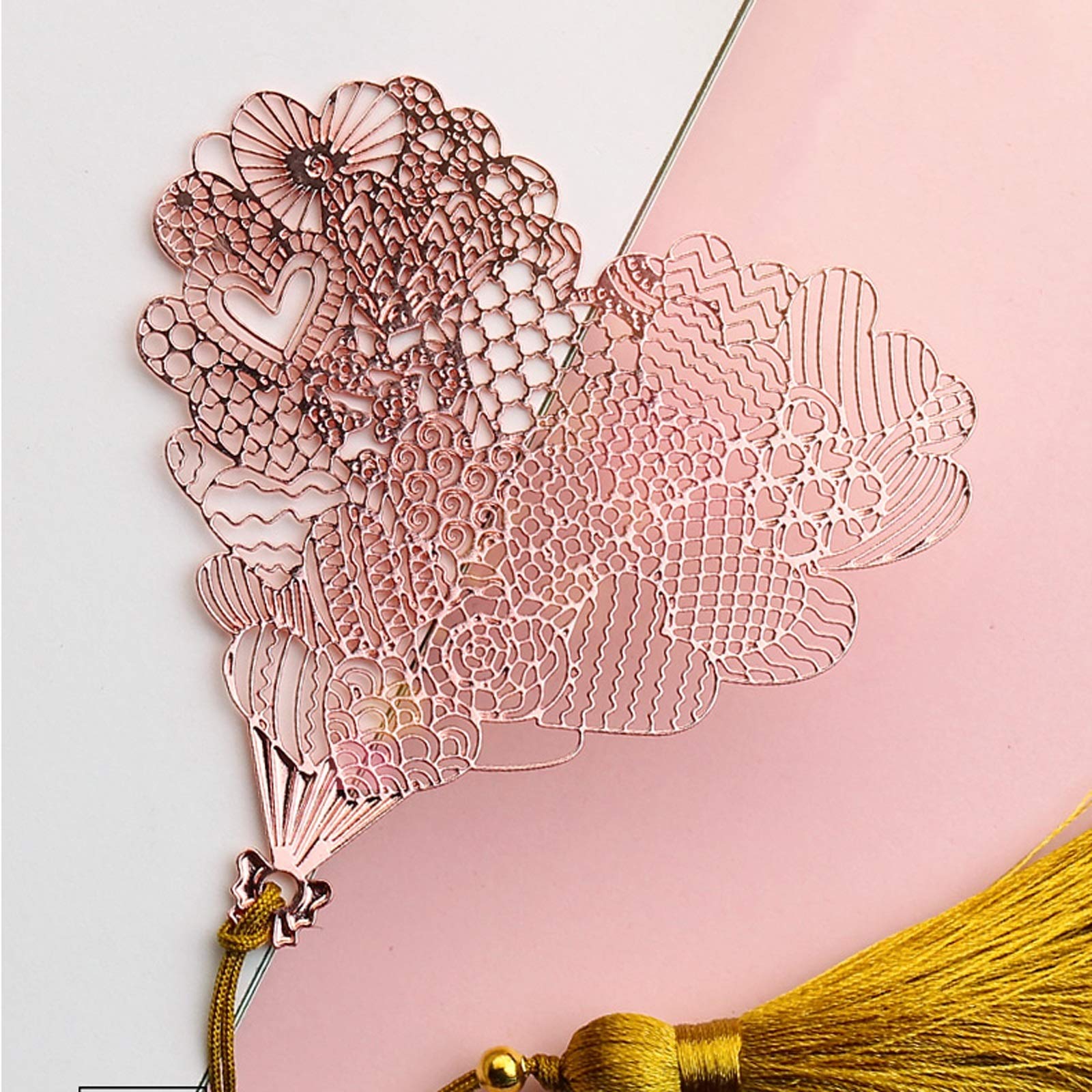 Lesezeichen Lesezeichen Chinesischer Stil Retro Hohlkreative Lesezeichen Rose Gold Überzogene Messing-Seitenmarkierung, Abschluss/Geburtstag Geschenkbox Buch Markierungen