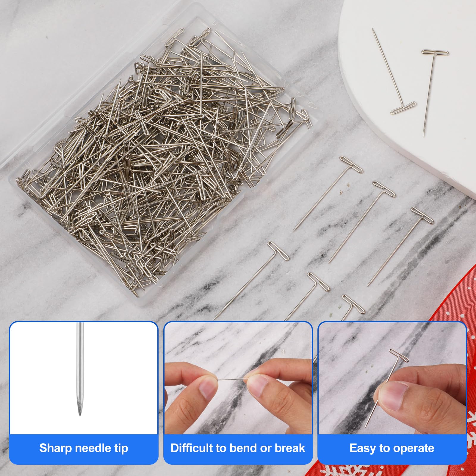 250pcs Épingles En T, 3,8cm Droites Épingles De Blocage Pour Tête De Mannequin Métal T Pins Wig Pins Pour La Couture Épingles De Blocage Pour