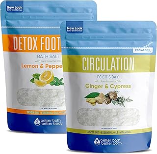 New Foot Soak Salts Bundle 2-Pack Foot Soaks (2-lbs Each 4-lbs Total) Detox Feet, Foot Pain, Foot Odor, Soreness, Athlete’...