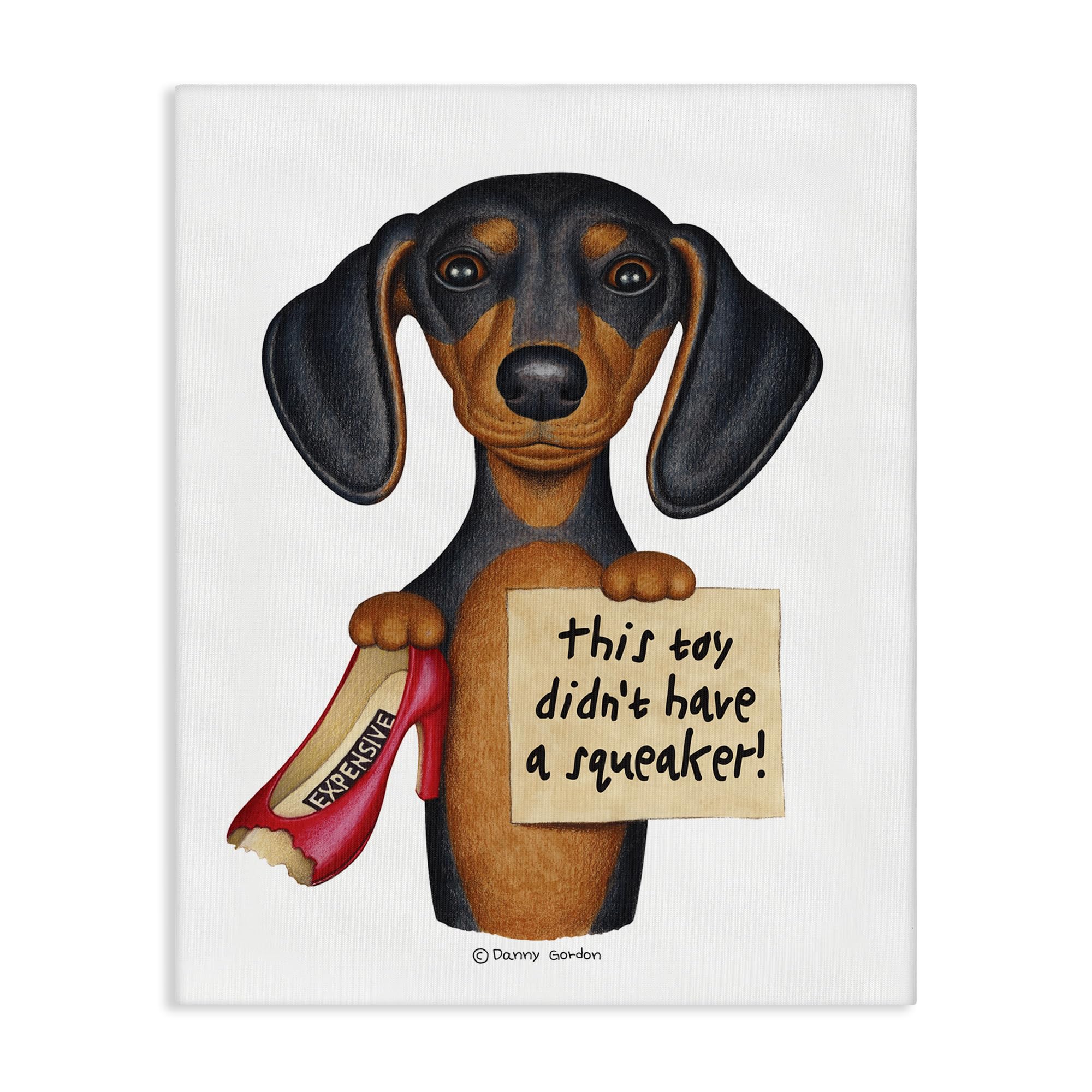 Stupell Industries Funny Dachshund Shoe Joke, 16 x 20 Inch Canvas Wall Art