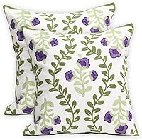 Vista 8 de Juego de 2 fundas de almohada decorativas bordadas para sofá, fundas cuadradas para cojines, para dormitorio, sofá, decoración rústica de granja, 18