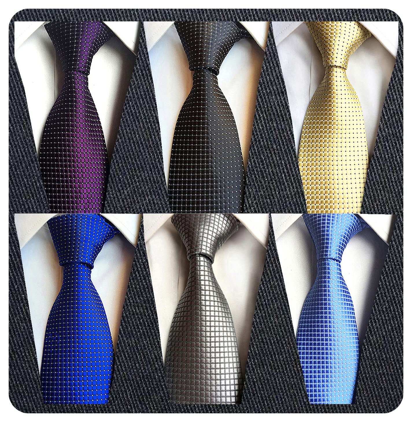 Adulove Men's Necktie Classic Silk Tie Woven Jacquard Neck Ties 6 PCS