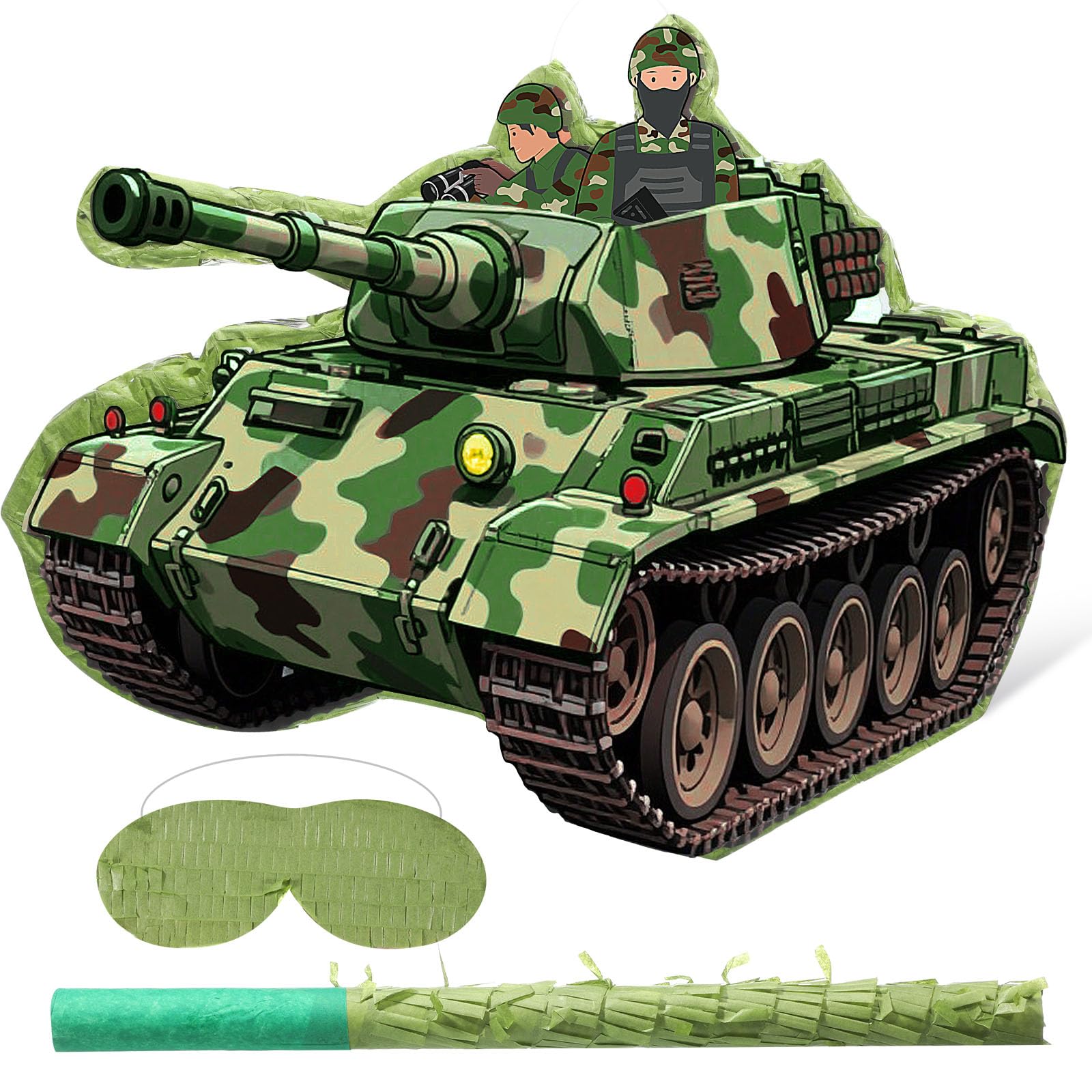 Pasimy Tank Piñata with Blindfold and Stick, 15.75 x 10.31 Inch