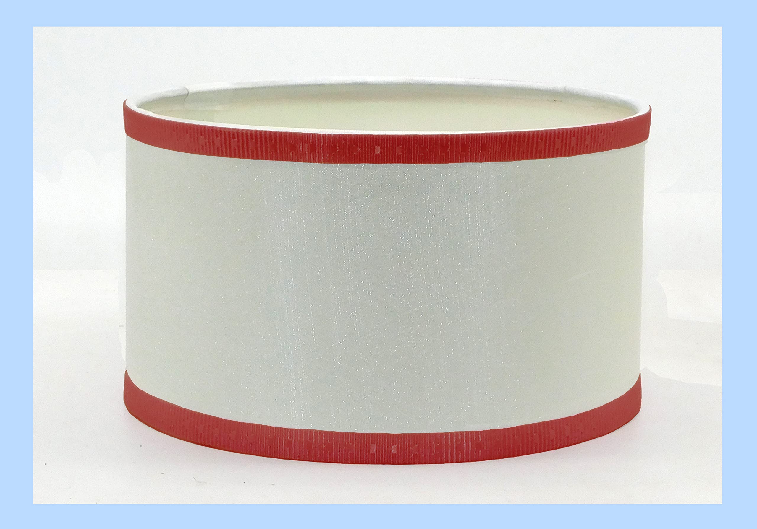 Paolo Rossi paralume cilindrico cilindro in tessuto bianco con rifinitura accoppiato a PVC- produzione propria - made in Italy (bordo rosso, cm 45)