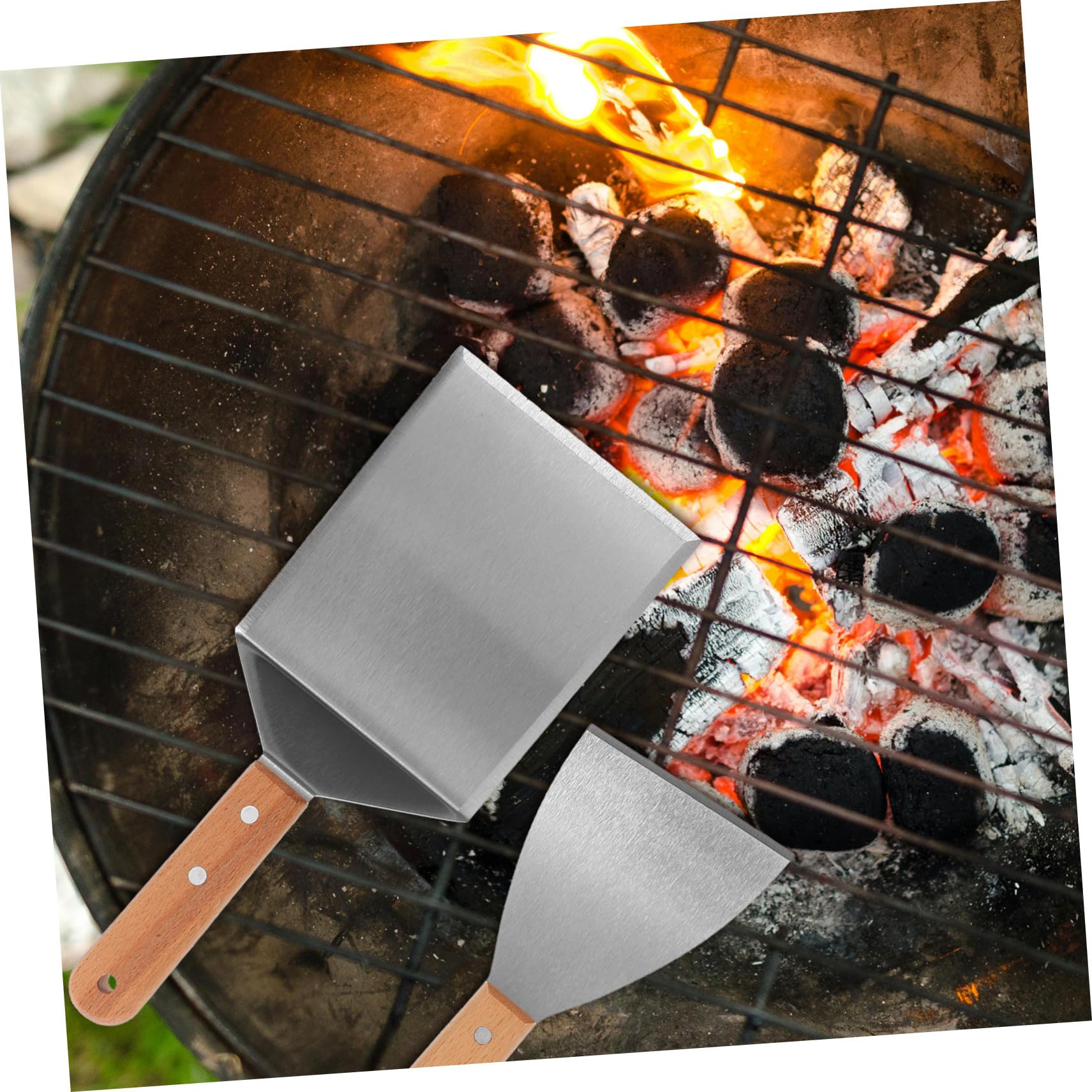 Gatuida 2pezzi Spatola Per Barbecue in Acciaio Inox Da Raschietto Spatola Lunga Girevole Per Grigliate Hamburger Pancake e Uso in Cucina