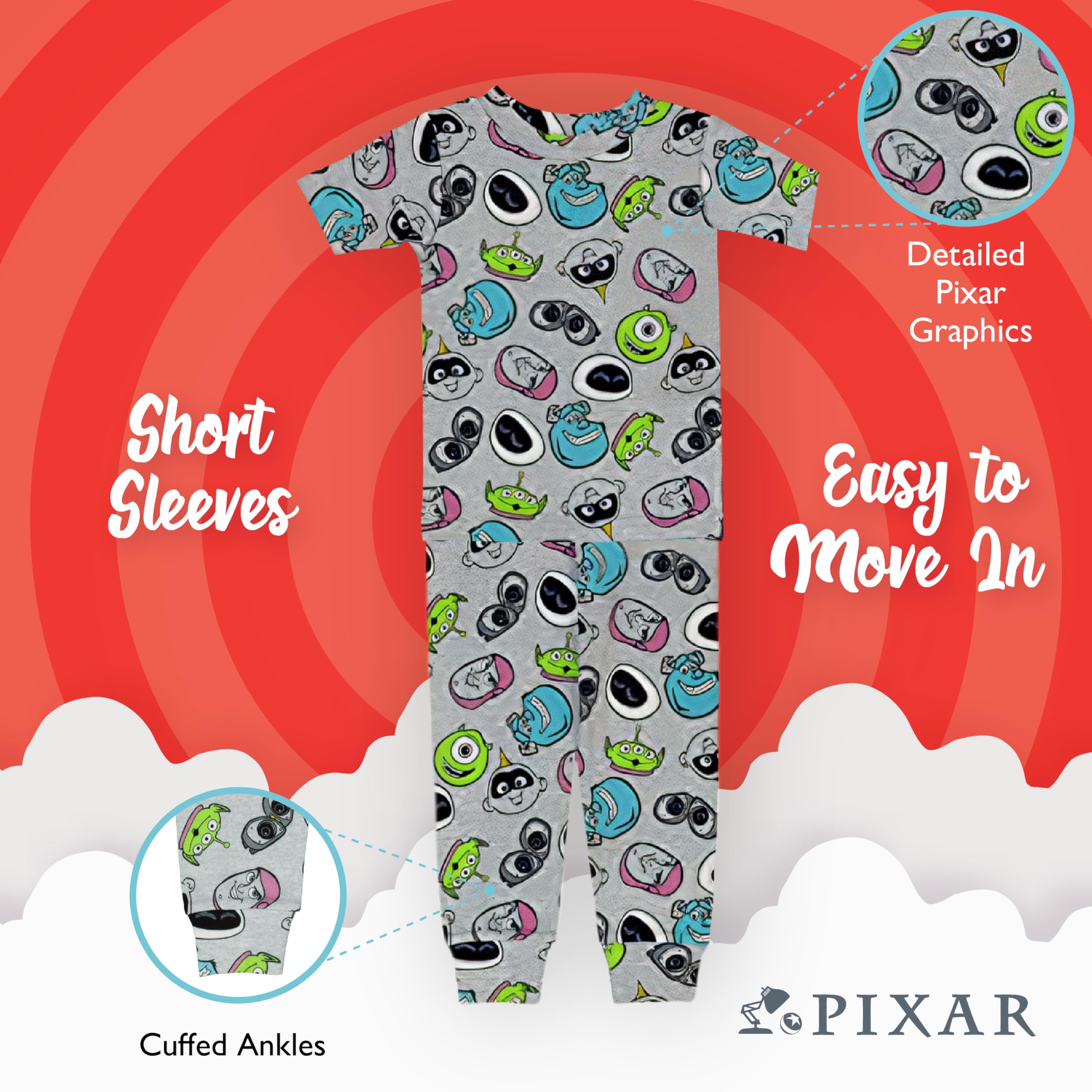 Disney Boys' 4-Piece Snug-fit Cotton Pajama Set, Soft & Cute for Kids