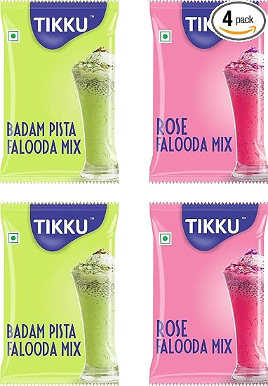 Tikku Combo of Rose & Badam Pista Falooda Mix 100g Pack of 4