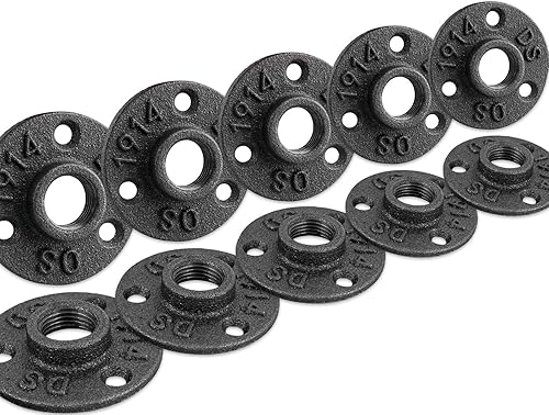 Brida de piso de 12 pulgada, accesorios de tubería de hierro maleable para estilo vintage industrial, bridas con orificio roscado para decoración de