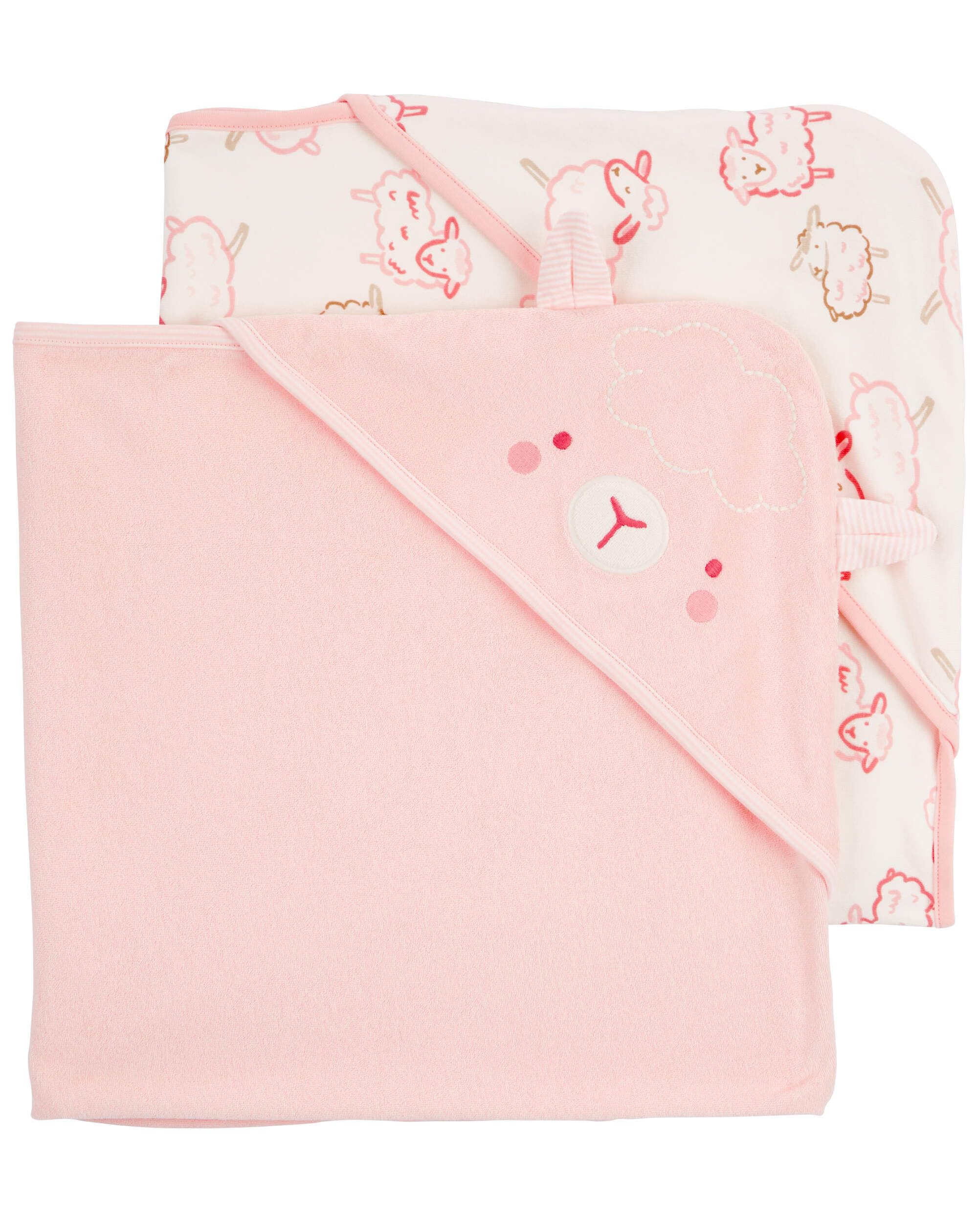 Carter's Lot de 2 serviettes à capuche pour bébé Rose/ivoire