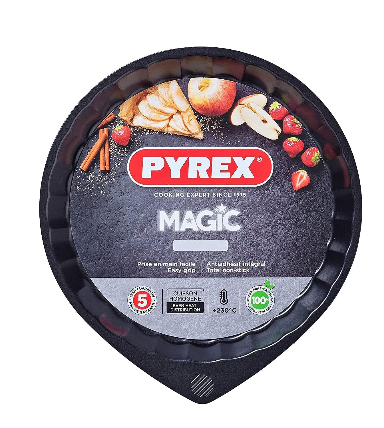 Pyrex Magic Metal Flan Pan Non Stick Coating Easy Grip 30Cm Black