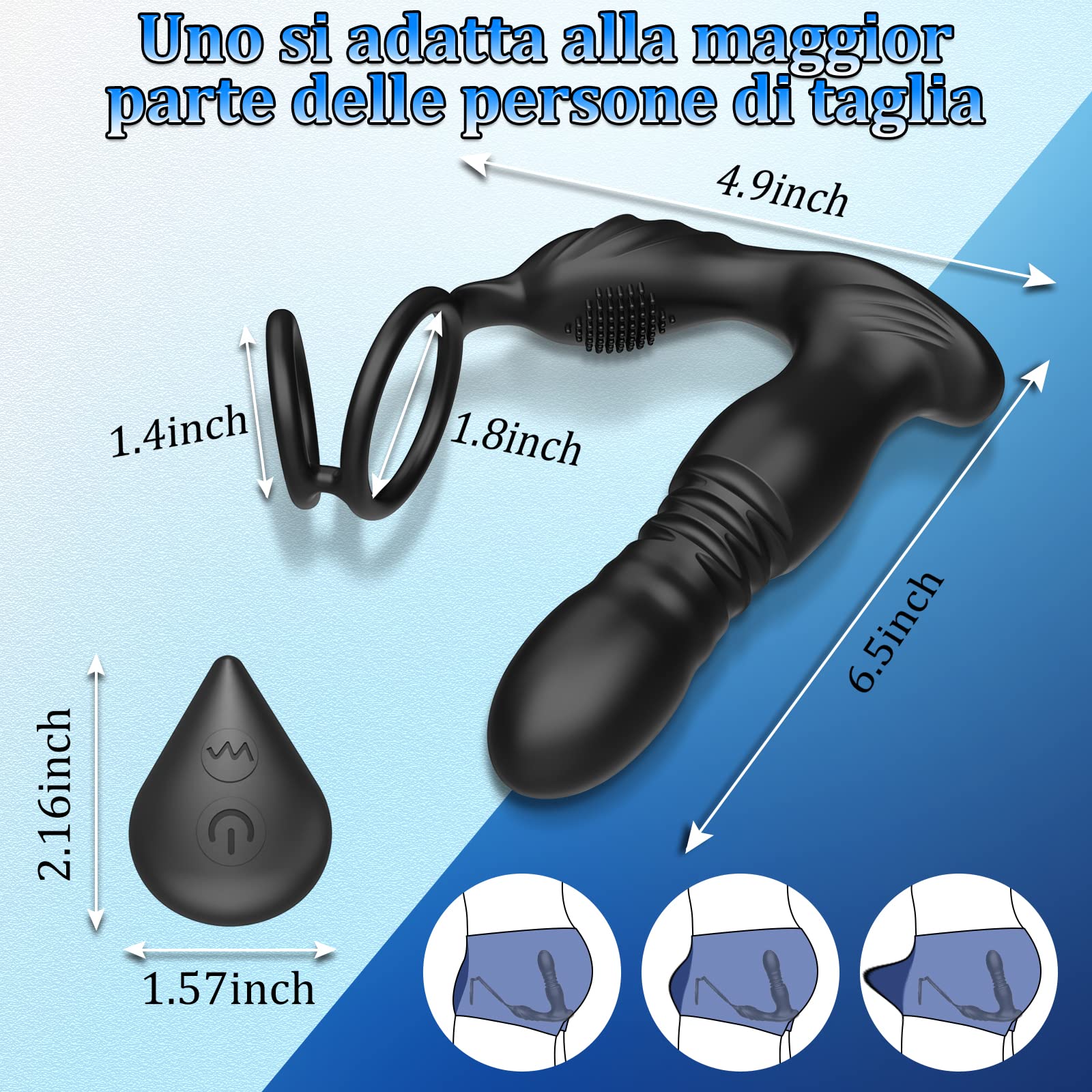 3 IN 1 Vibratore Anale con Anello per Pene, Giocattoli Sessuali Anali Maschili con 10 Modalità di Spinta e Vibrazione, Giocattoli Sessuali Impermeabili Silicone Vibratore per Uomo e Coppie