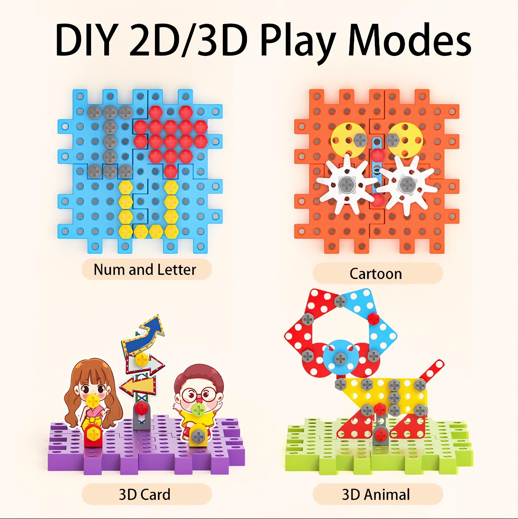 Montessori - Juguetes de bloques de construcción de engranajes eléctricos, juego de herramientas para niños, 234 piezas de diseño y taladro, juguete educativo de construcción STEM para niños y 4