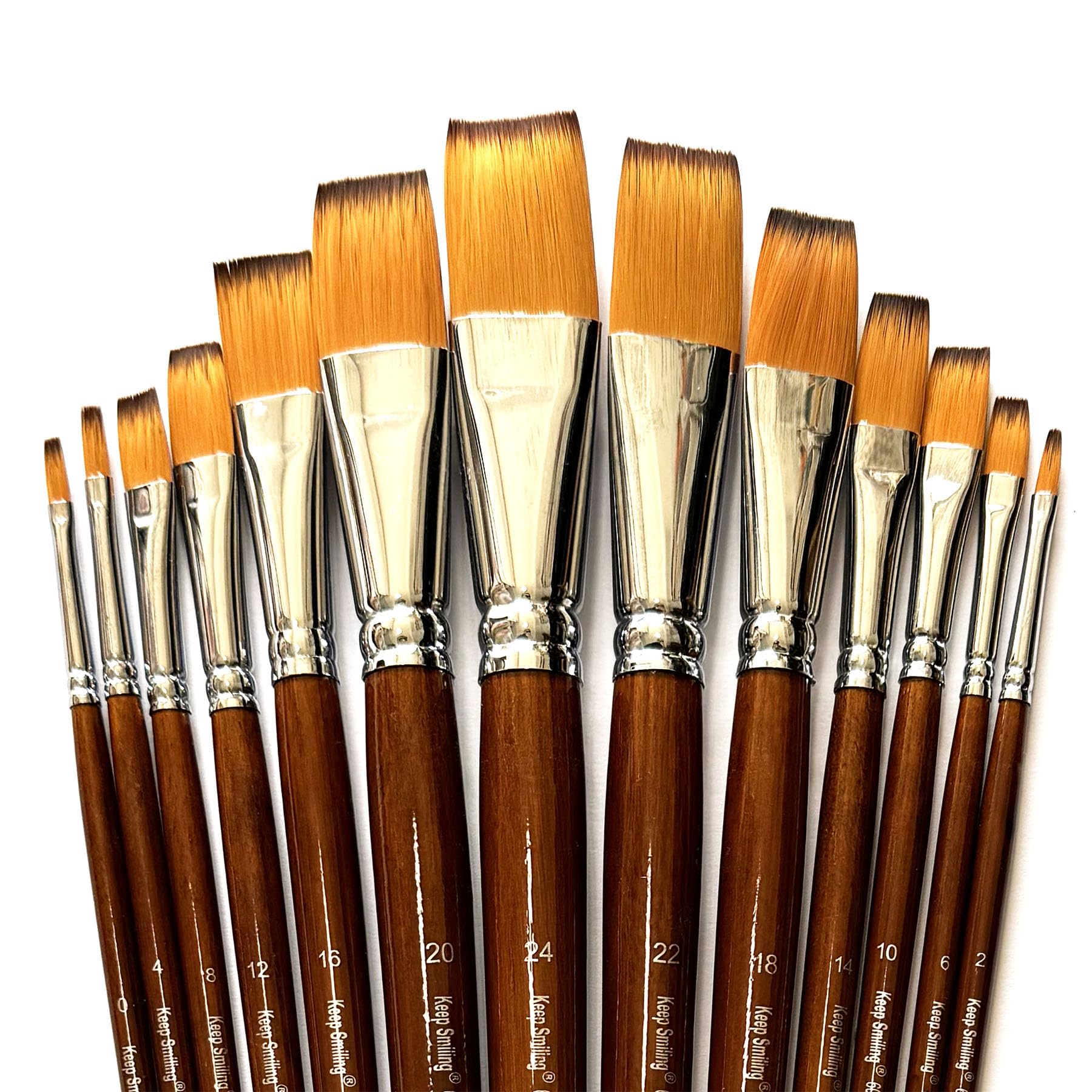 13 Pcs Long Handle Large Paint Brushes Set with Premium Quality Synthetic Sable Hair for Acrylic Watercolor Oil Gouache Painting by Art Students, Professionals and Artists (Flat)