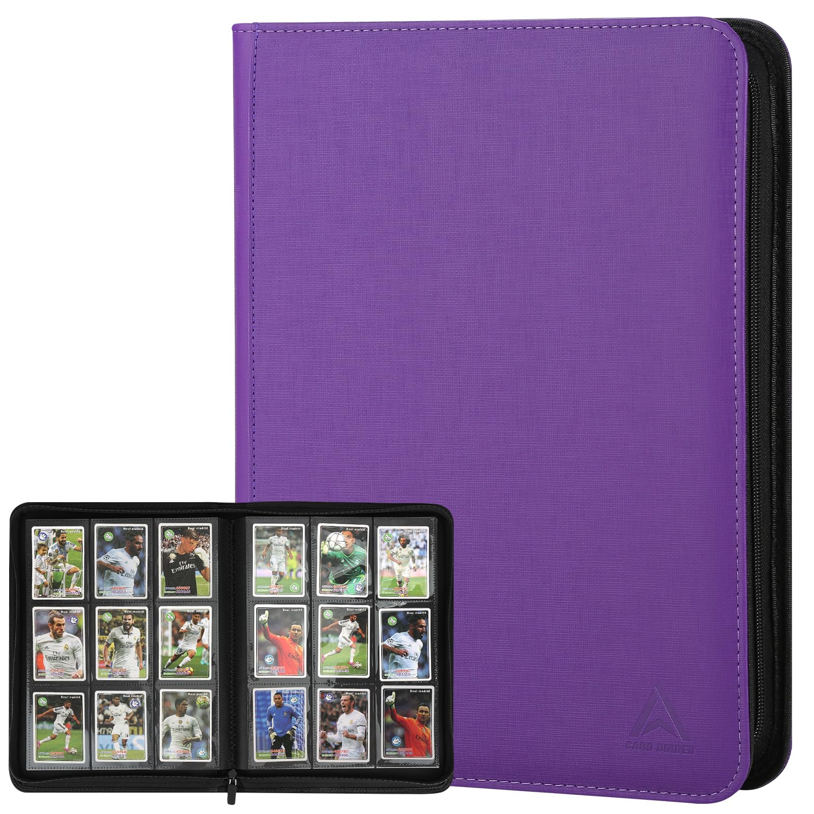 Arkeiliy Carpeta de tarjetas de 9 bolsillos, bolsillos de doble cara con 30 fundas, soporte para tarjetas coleccionables con cremallera de alta calidad, álbum de coleccionista con capacidad para 540