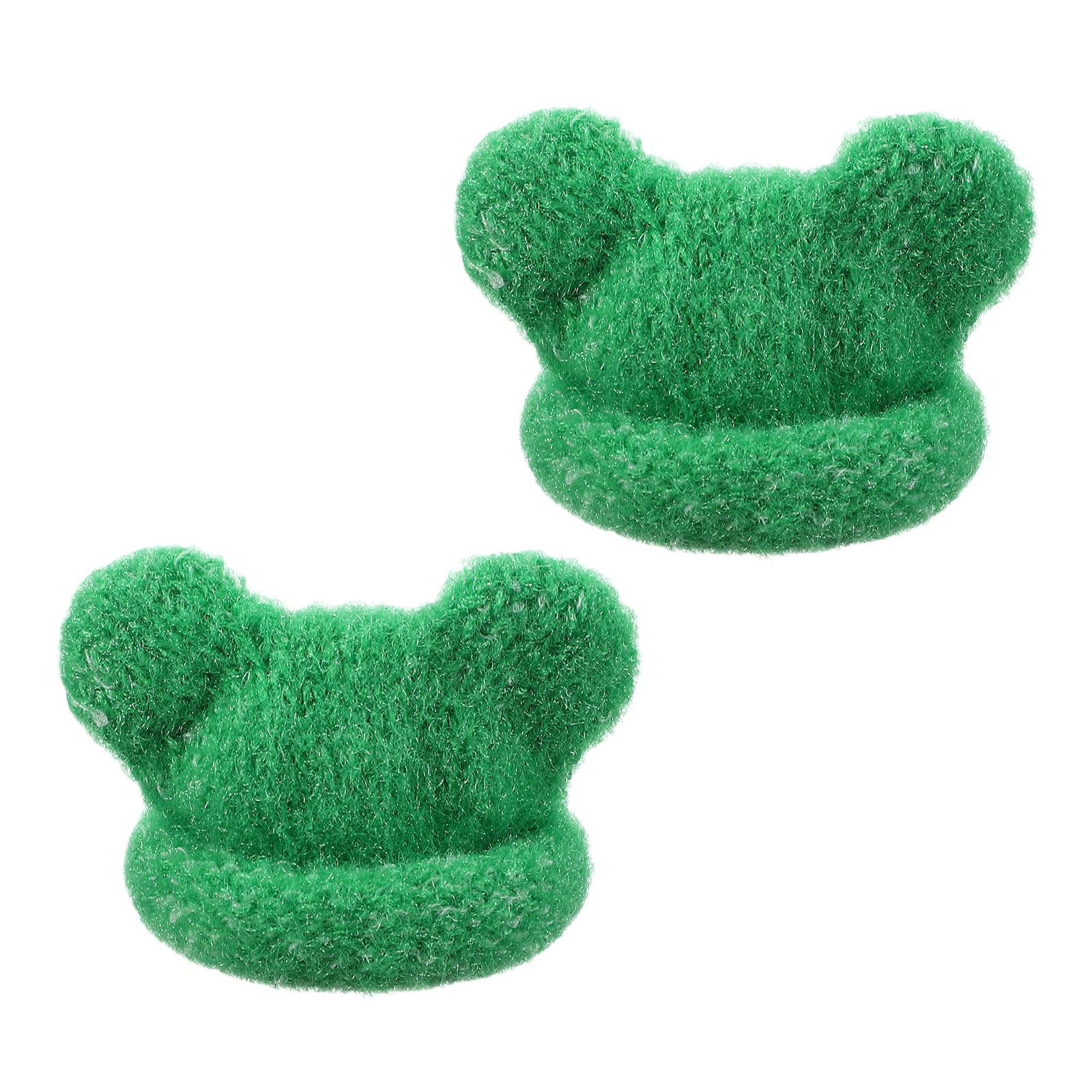 PATIKIL 2 Pcs Mini Knit Hats for Dolls, Grass Green Yarn Doll Caps Bear Ear for Craft Plush Winter Decor Snowman Hair Accessories DIY Christmas Ornaments