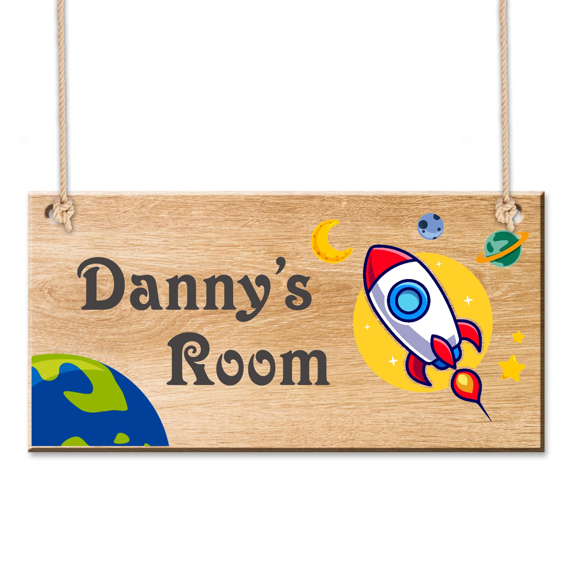 Custom Sign Personalized Bedroom Door Signs Wooden Room Decor Bedroom Accessories Rectangle Name Door Sign Plaques Custom Gifts UV Printed with Any Name for Son Daughter Kids Baby Toddler (Design 2)