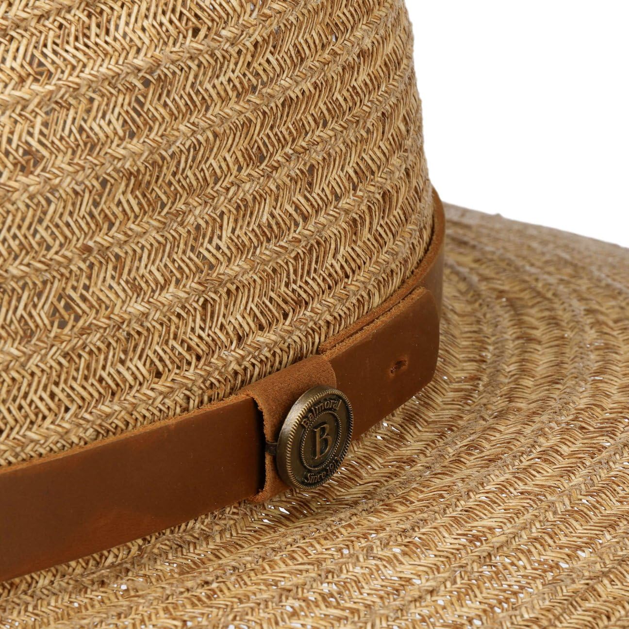 Balmoral Cappello di Paglia Belumo Toyo Donna/Uomo - da Giardiniere Estivo Cappelli Spiaggia con Fodera, Fascia in Pelle Primavera/Estate Primavera Estate