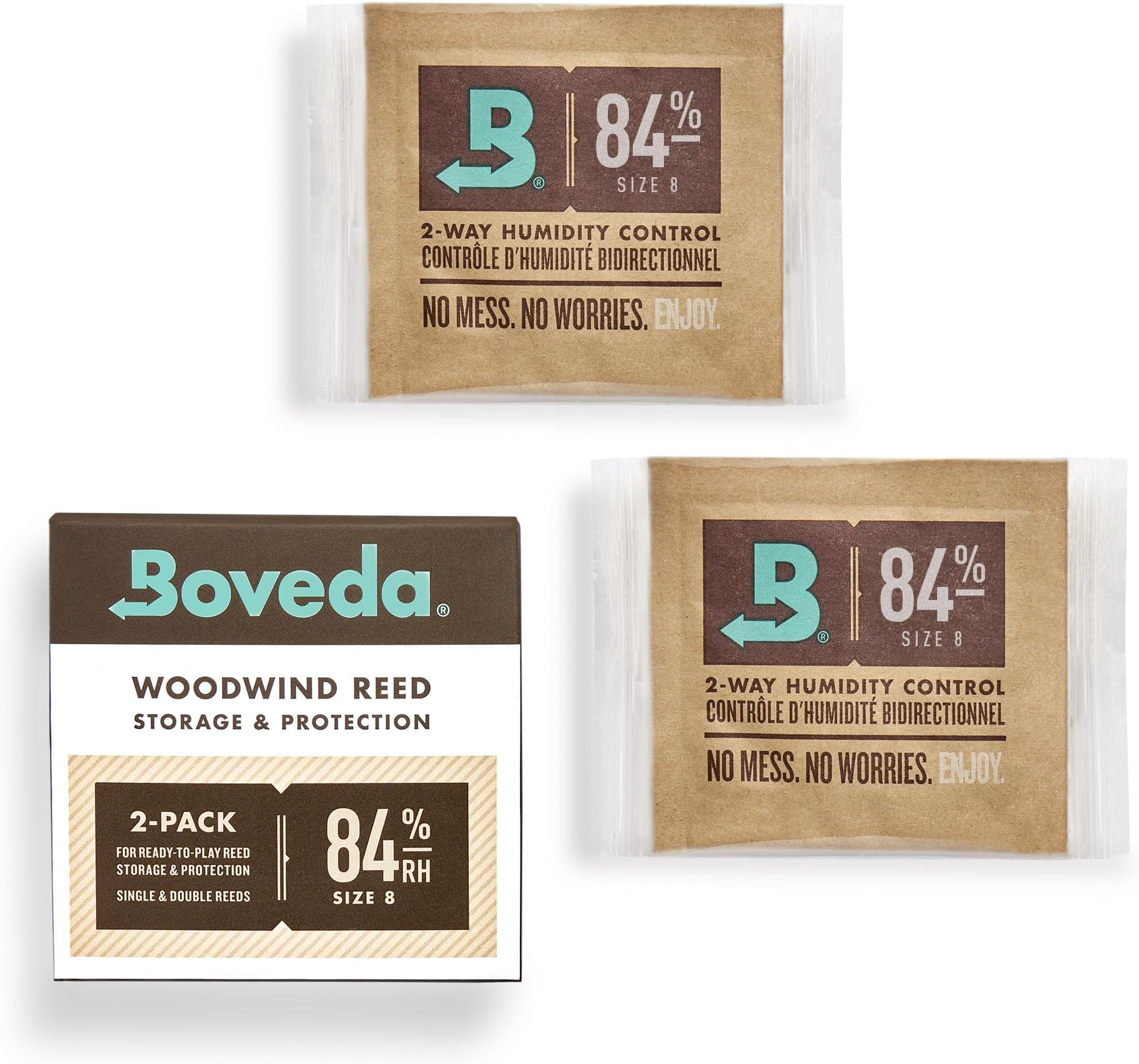84% Two-Way Humidity Control Packs for Woodwind Reeds – Size 8 – 2 Pack – Moisture Absorbers – Protects Against Drying & Spliting – Individually Wrapped Reed Humidifiers for Day-of Performance