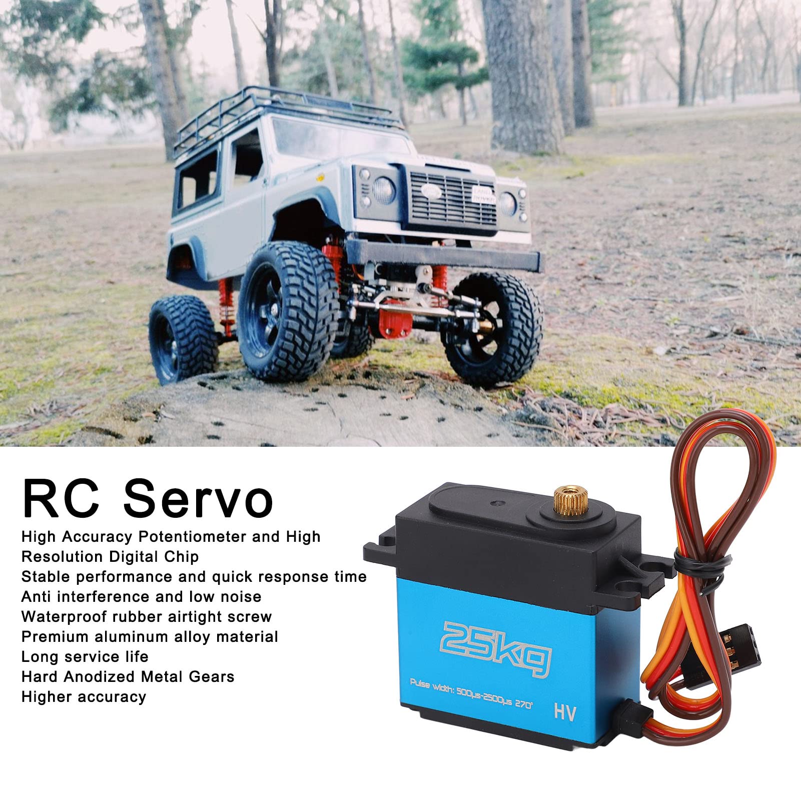 Servomoteur RC 25KG, engrenage métallique, étanche à 270 degrés, numérique, avec bras 25T, pour voiture Robot et bateau RC 1/10 1/12 Servomoteur RC 25KG, engrenage métallique, étanche à 270 degrés, numérique, avec bras 25T, pour voiture Robot et bateau RC 1/10 1/12