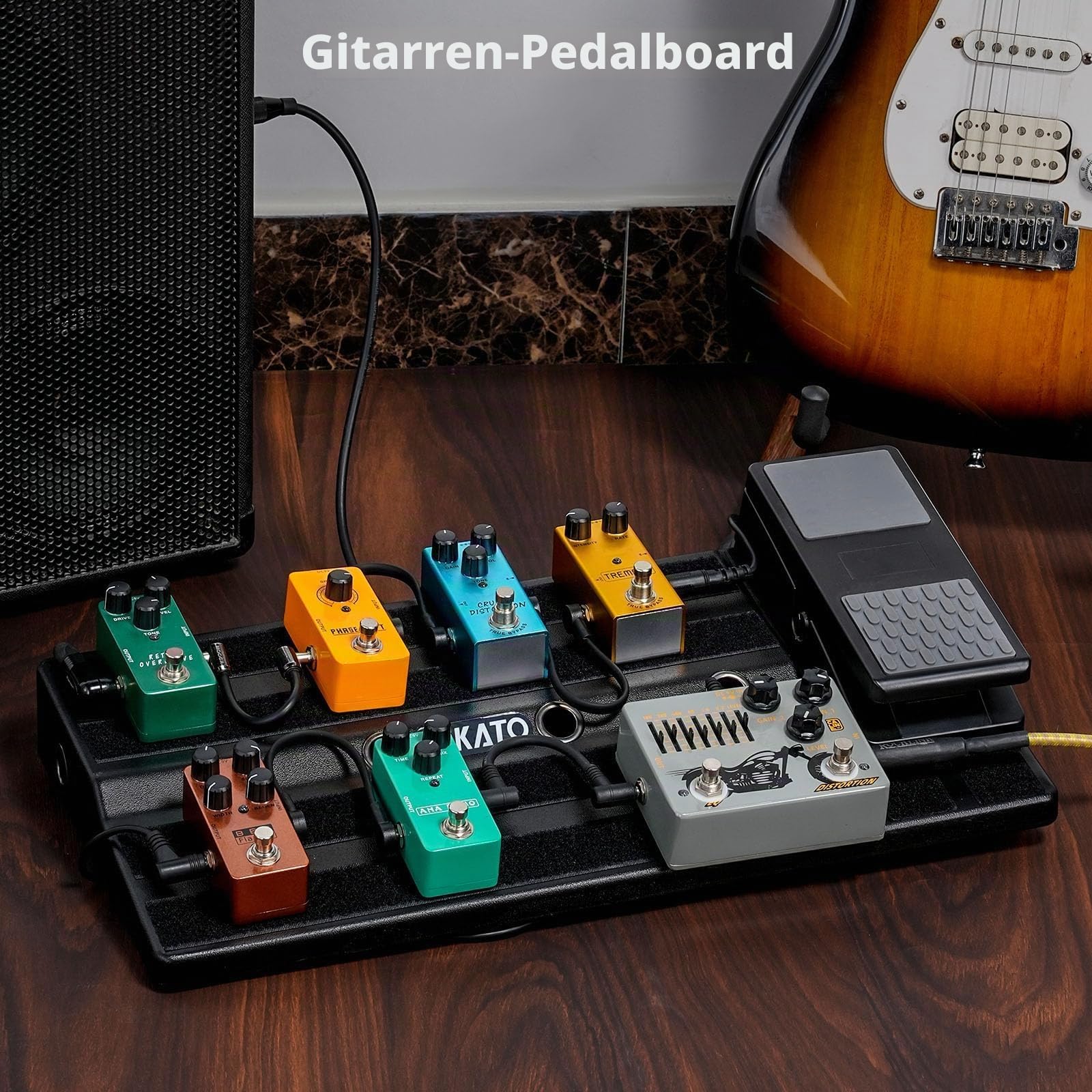 LEKATO Gitarre Pedal Board Case, Gitarre Pedalboard mit Tasche, 51 * 30 * 10cm Gitarren Effektboard, eingebaut Power-Supply-Raum, mit Montageband