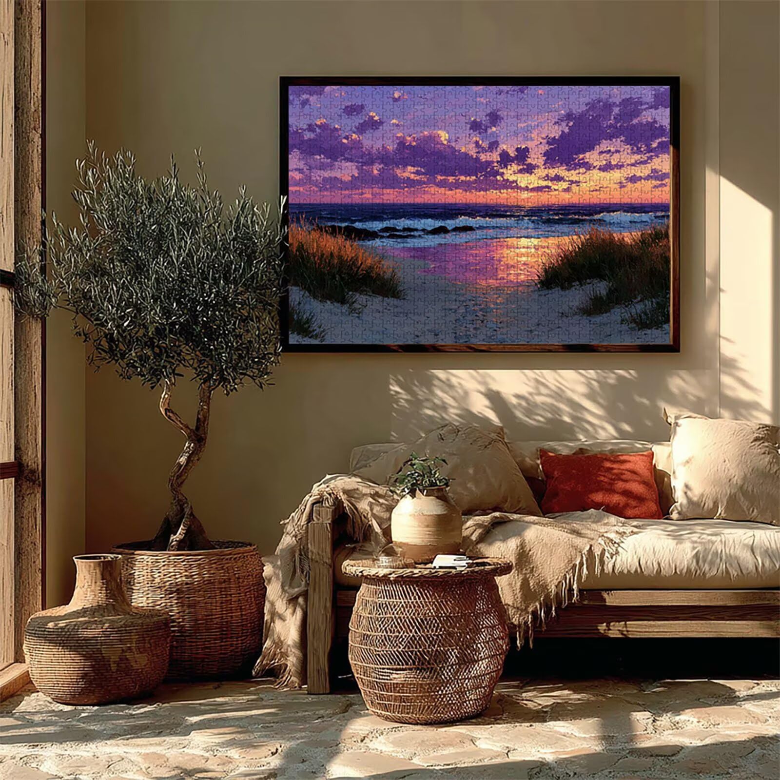 Puzzle 3000 elementów dla dorosłych na plażę, drewniane puzzle, 122 x 81 cm, części ściśle do siebie pasują, dla mężczyzn kobiet starszych seniorów, relaks i odstresowanie, prezenty, dekoracja ścienna