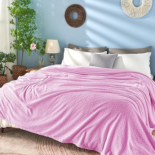 Miniatura 3 de inhand Manta de forro polar morado para sofá, manta de franela súper suave para todas las estaciones, 50 x 60 pulgadas