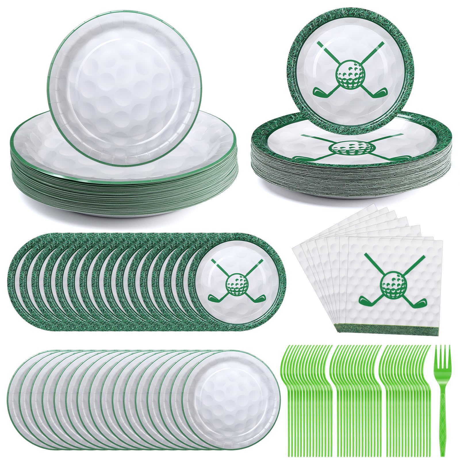 Zhehao 192 Pcs Golf Paper Plate and Napkins Set Golf Party Supplies