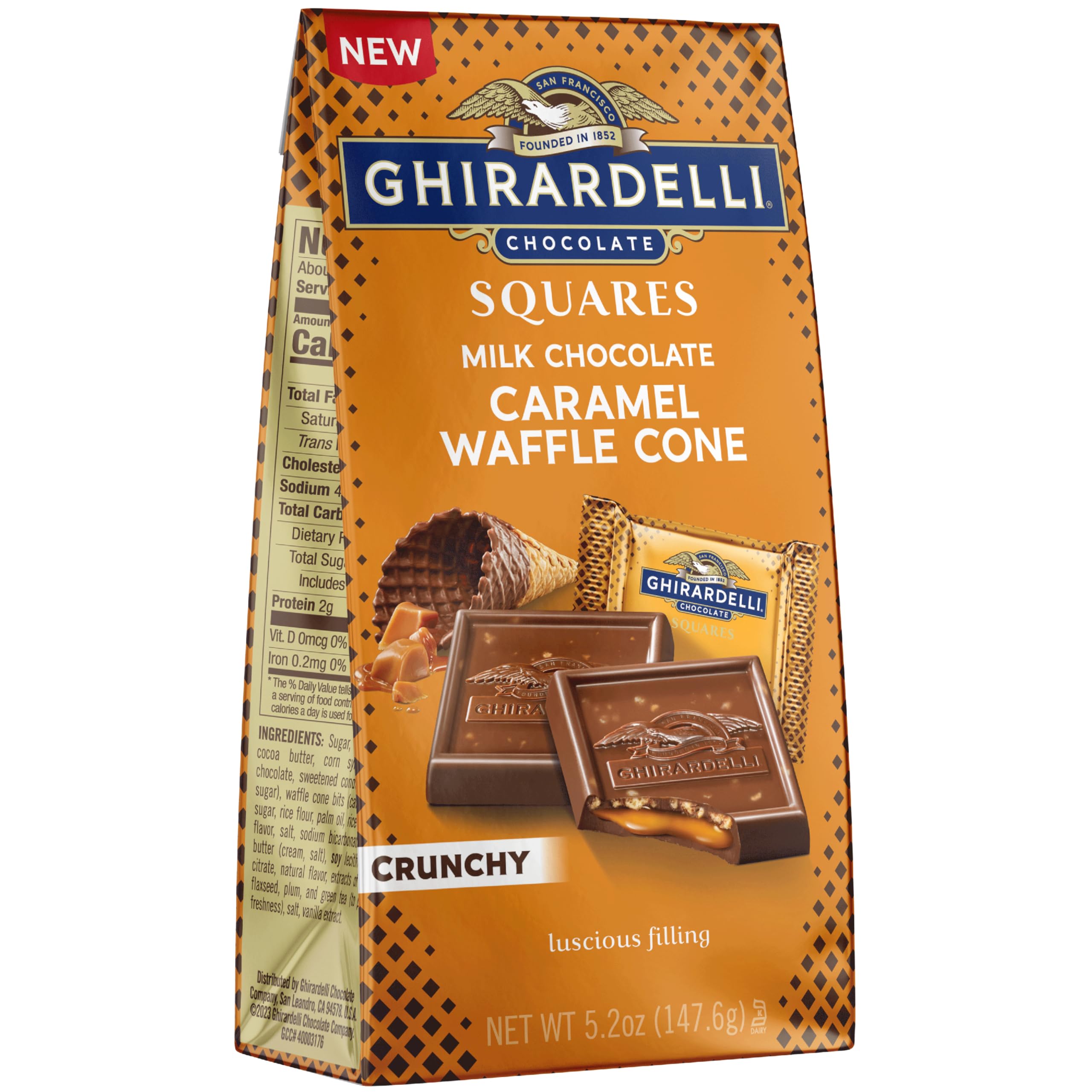 Milk Chocolate Caramel Waffle Cone Squares by Ghirardelli – Big