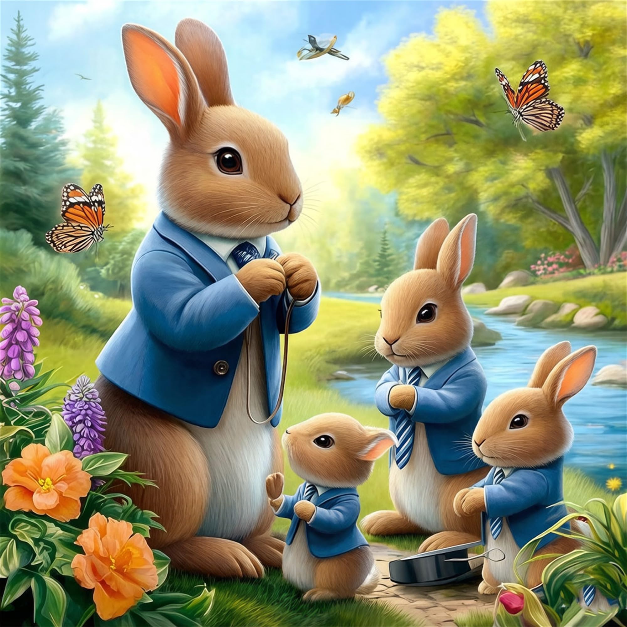 NANJDIAN Rabbit Diamond Painting Kit for Adults,5D Diamond Art Kits for Beginner,Gem Art,Crystal Kits Round Drill for Home Wall Decor Gifts,Women,Men (Rabbit)