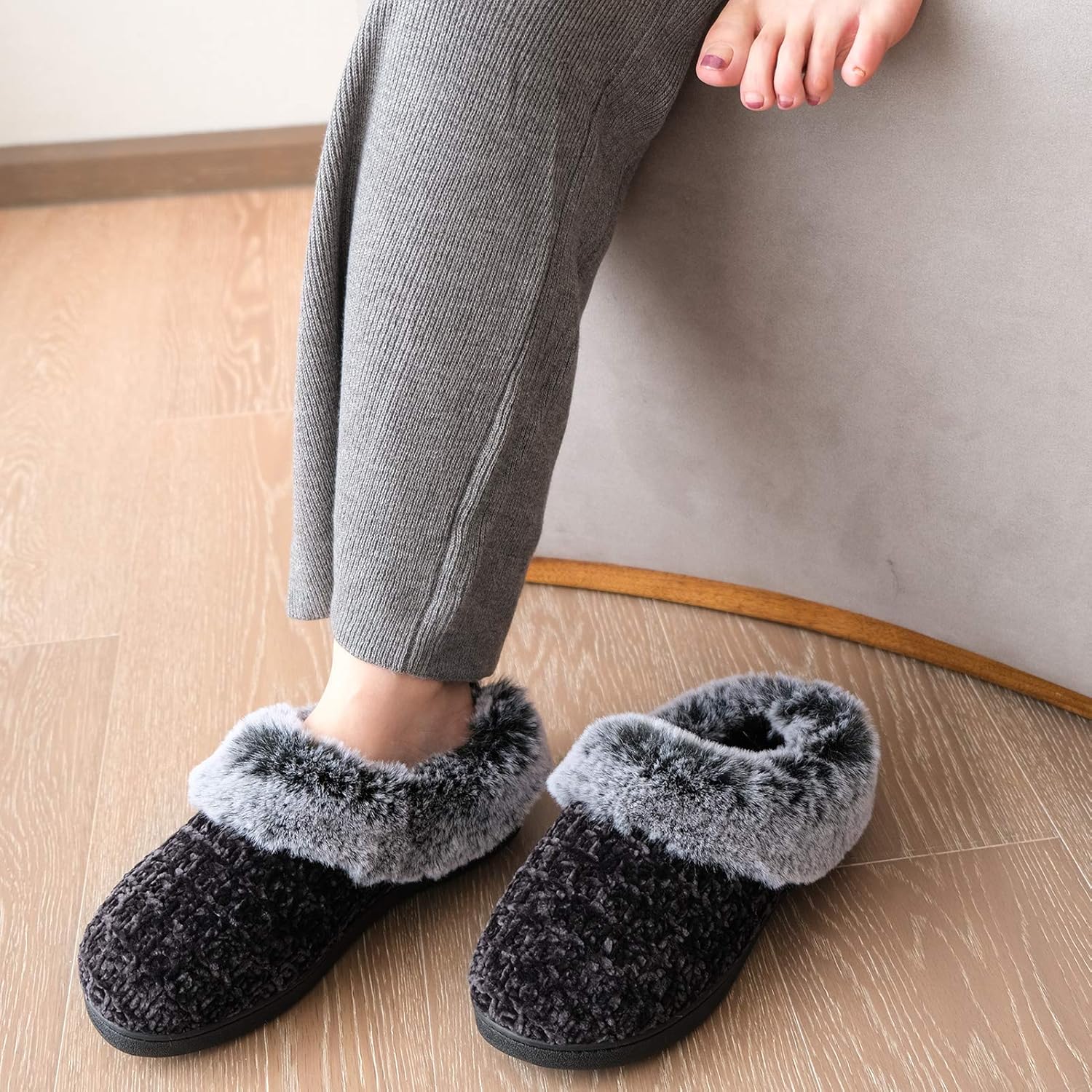 DL Women's Memory Foam Moccasin Slippers Micro Suede with Breathable Faux Fur Lining Slip On House Shoes Micro Indoor & Outdoor - Image 6