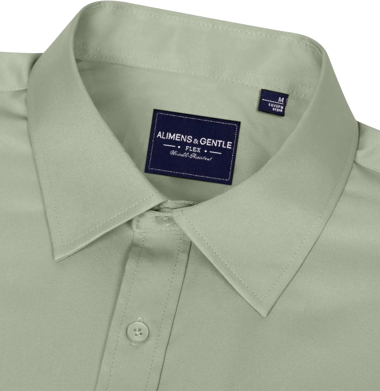 Alimens & Gentle Men's Dress Shirts Long Sleeve Wrinkle-Free Stretch Shirts Solid Formal Button Down Shirt with Pocket - Image 3