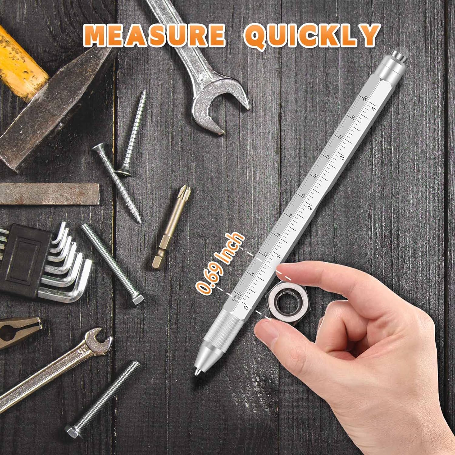 Fathers Day Men Gifts for Him, 9 in 1 Multitool Pen, Birthday Gift for Men Who Have Everything,Fathers Day Dad Gifts for Husband Grandpa Boyfriend,Fathers Day Gift from Daughter (Silver)