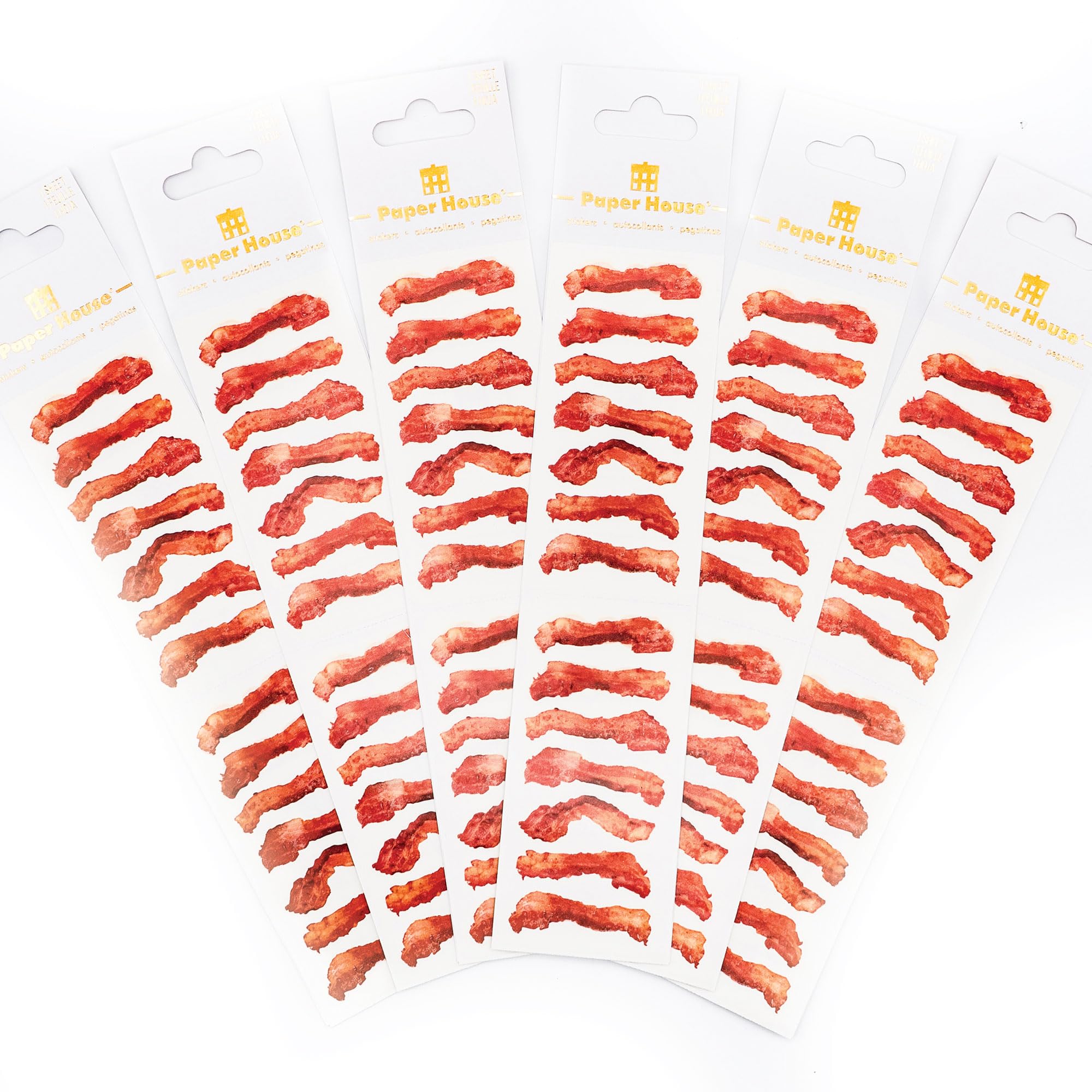 Autocollants bacon croustillant Paper House au design réaliste et haute définition (6 pièces)
