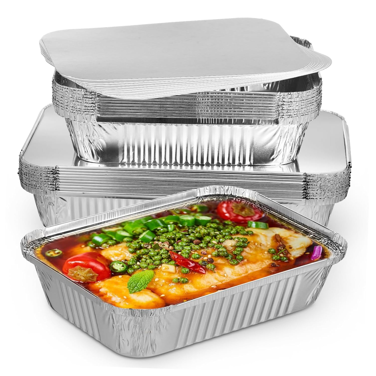 20pcs Square Aluminum Pans Lids Foil Baking Pan Lids for Meal Prep Aluminum Foil Containers
