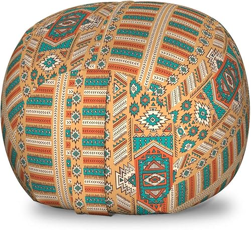 Ambesonne Tribal Storage Toy Bag Chair, Secret Tribe Pattern in Bohemian Style, Stuffed Animal Organizer Washable Bag, Small Size, Apricot Orange