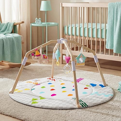 Miniatura 9 de Bella's Friends Tapete de gimnasio para bebé, tapete de actividad para bebé para suelo con 4 juguetes sensoriales desmontables, alfombrilla de