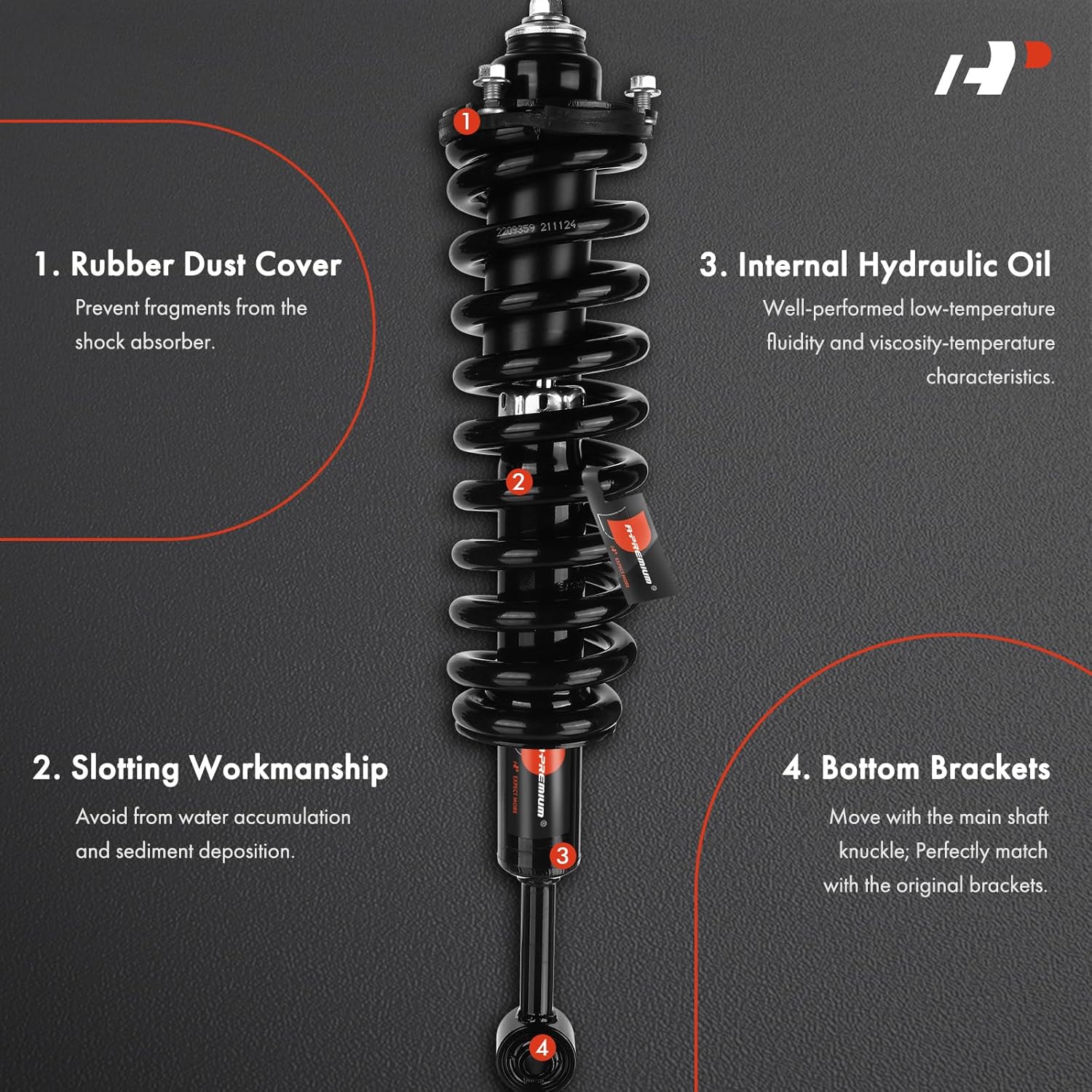 A-Premium Front Complete Strut & Coil Spring Assembly Compatible with Toyota Tacoma 2005-2015, Pre Runner, 2-PC Set