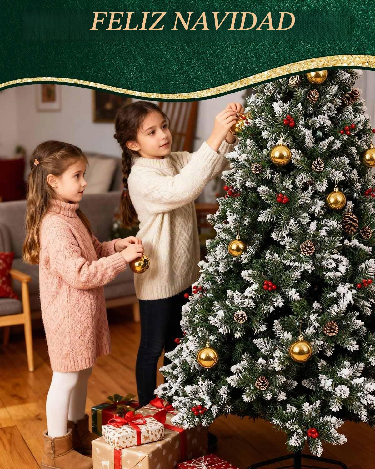 Árbol de Navidad artificial de 180 cm con nieve, árbol de Navidad con 800 puntas de PVC y soporte de metal, montaje rápido en 3 partes, para casa, oficina, tiendas, decoración navideña