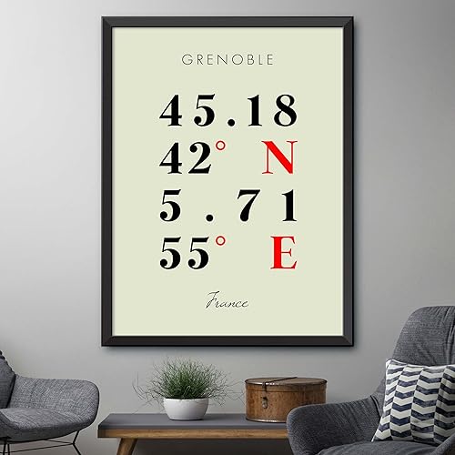 Miniatura 4 de Mapa de Grenoble, Francia, Coordenadas Multilíneas de Colores (18x24)