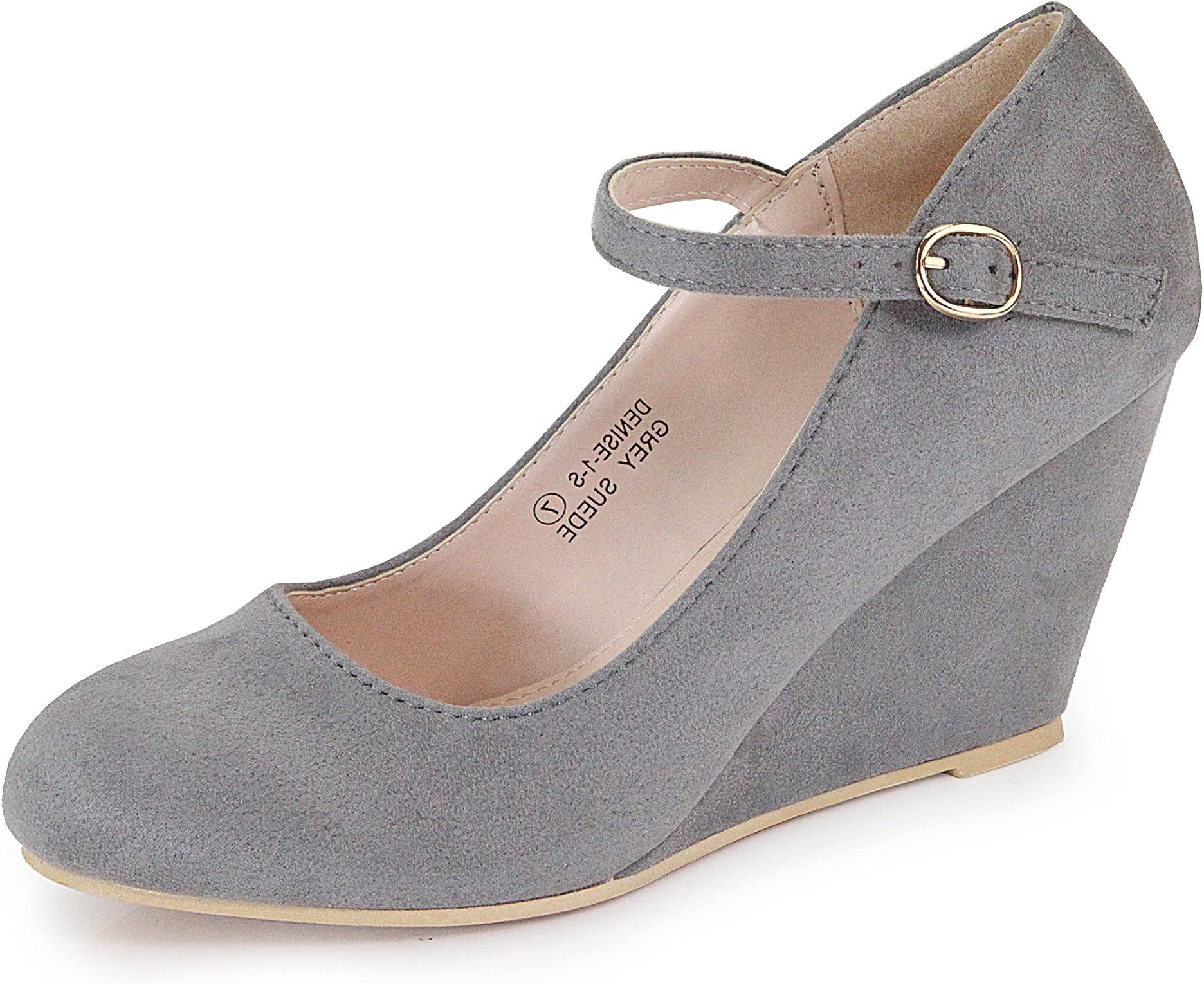 Bella Marie Denise Women's Round Toe Wedge Heel Mary Jane